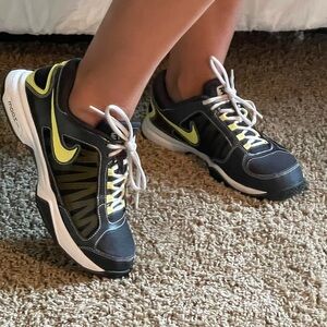 Nike size 8 sneakers black and green